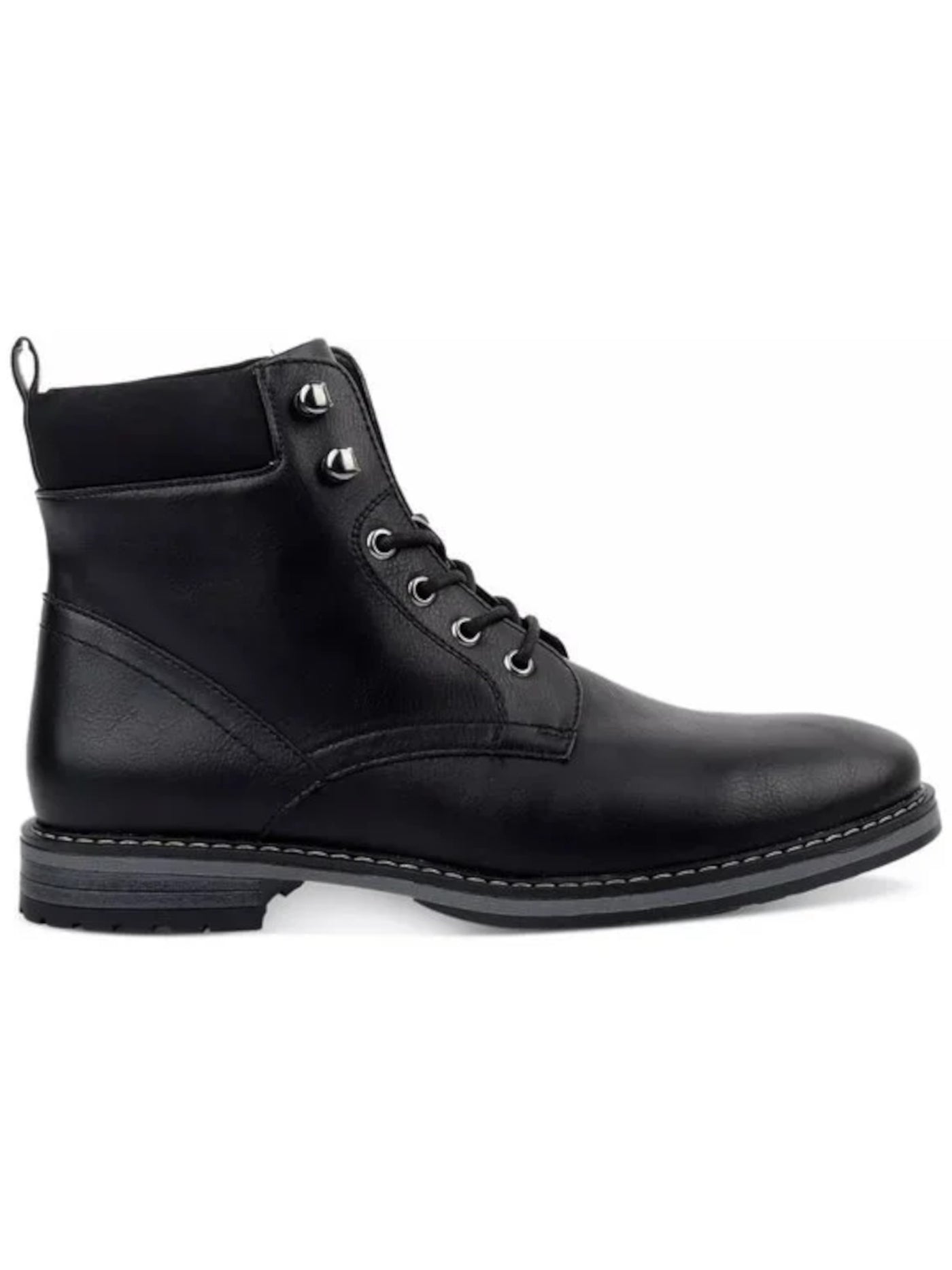 CLUBROOM Mens Black Back Pull-Tab Padded Westin Round Toe Block Heel Lace-Up Boots Shoes 10.5 M