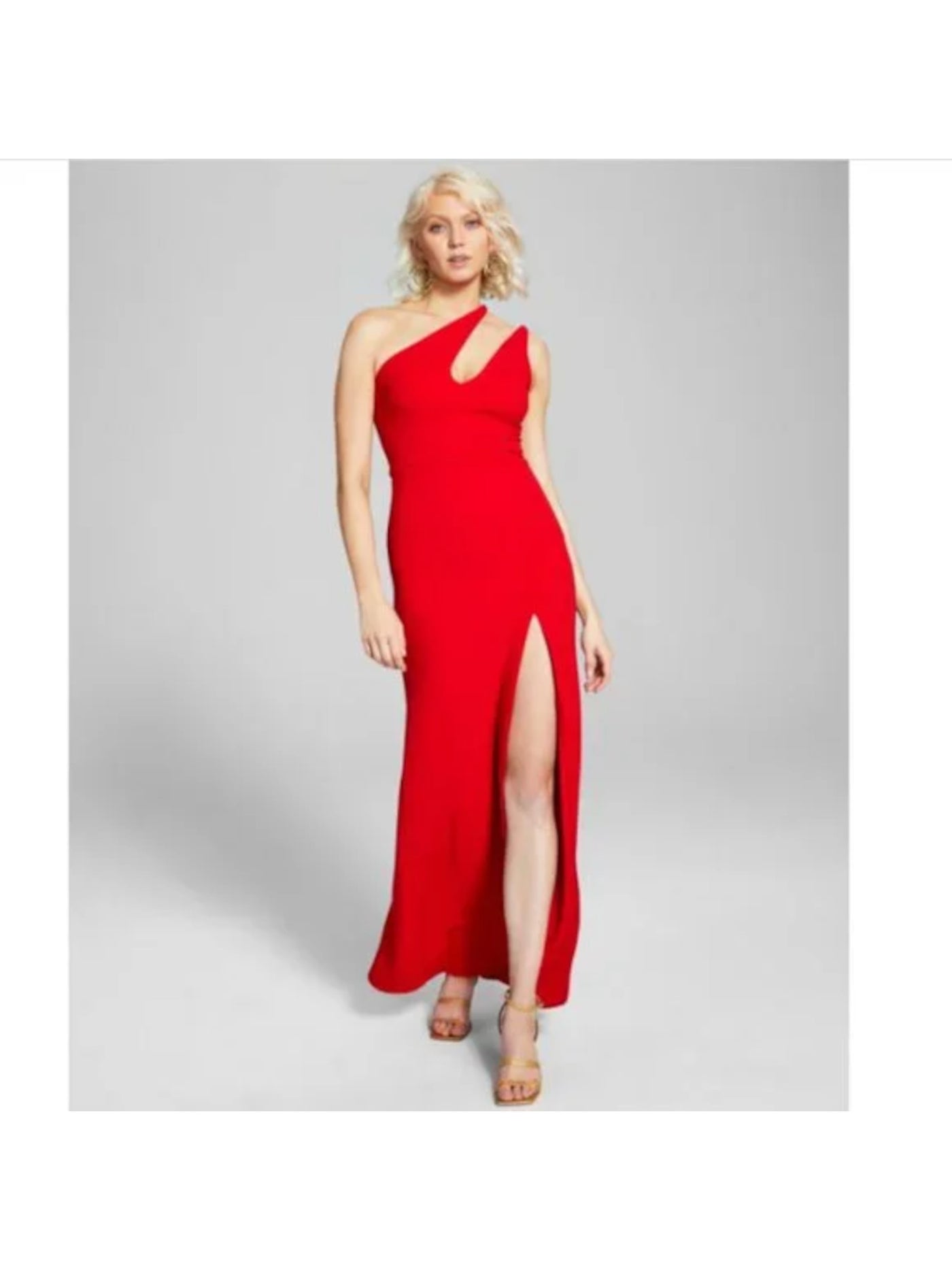 B DARLIN Womens Red Slitted Zippered Sleeveless Asymmetrical Neckline Maxi Party Sheath Dress Juniors 5\6