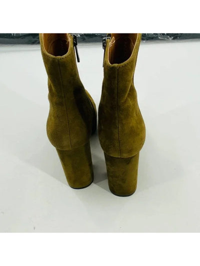 JESSICA SIMPSON Womens Green 1" Platform Comfort Kaiyah Square Toe Block Heel Zip-Up Leather Dress Booties 9.5 M
