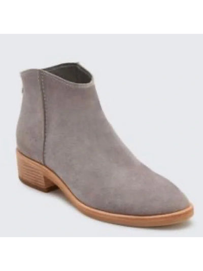 DOLCE VITA Womens Gray Cushioned Tucker Almond Toe Stacked Heel Zip-Up Leather Chukka Boots 7