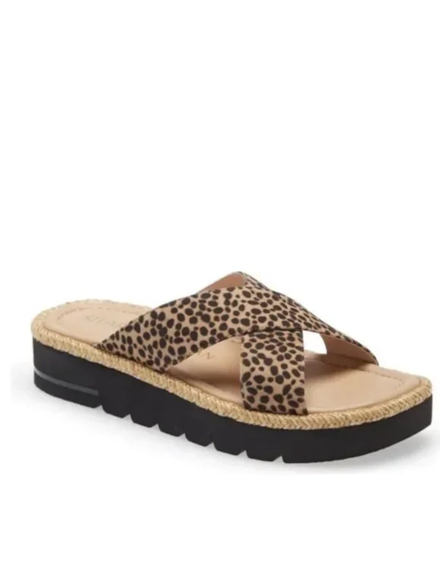 STUART WEITZMAN Womens Beige Animal Print Cushioned Braided Roza Square Toe Slip On Leather Slide Sandals Shoes 7.5 B