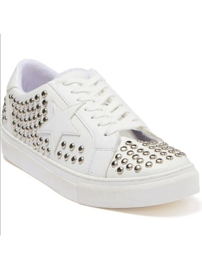 STEVEN Womens White Studded Comfort Phunky Round Toe Platform Lace-Up Athletic Sneakers Shoes 6.5 M