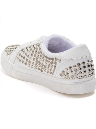 STEVEN Womens White Studded Comfort Phunky Round Toe Platform Lace-Up Athletic Sneakers Shoes 5 M