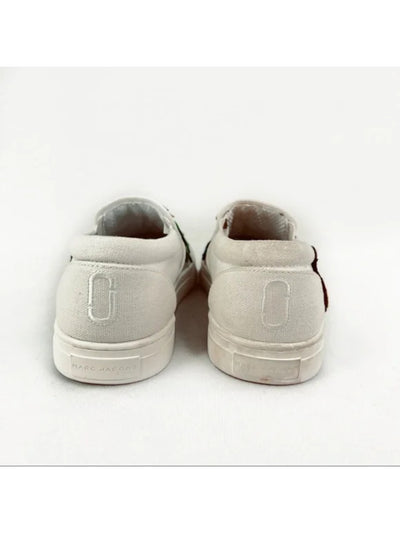 MARC JACOBS Womens White Embellished Goring Mercer Round Toe Platform Slip On Sneakers Shoes 38