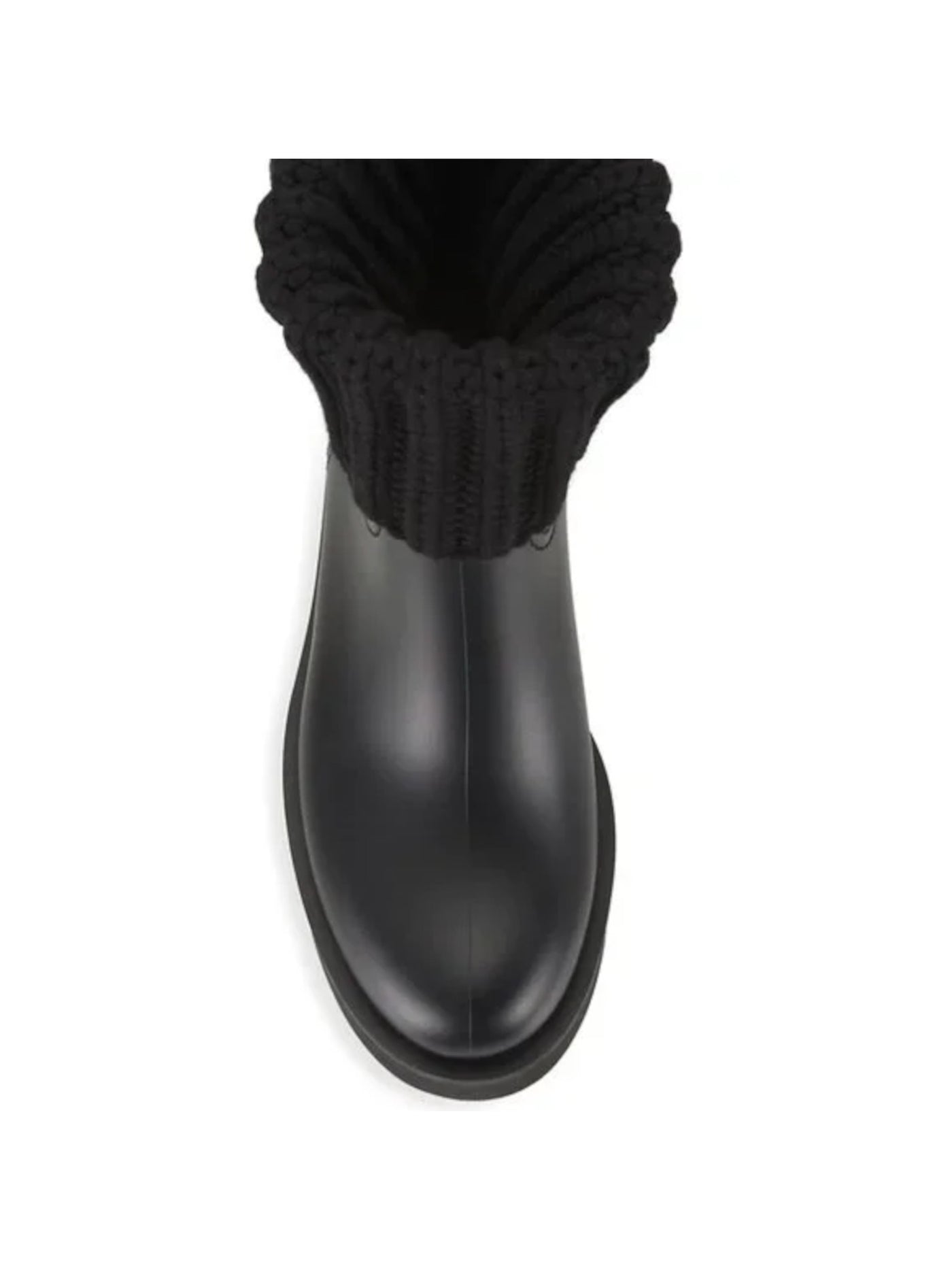 MONCLER Womens Black Logo Lug Sole Waterproof Ginette Round Toe Wedge Rain Boots 35