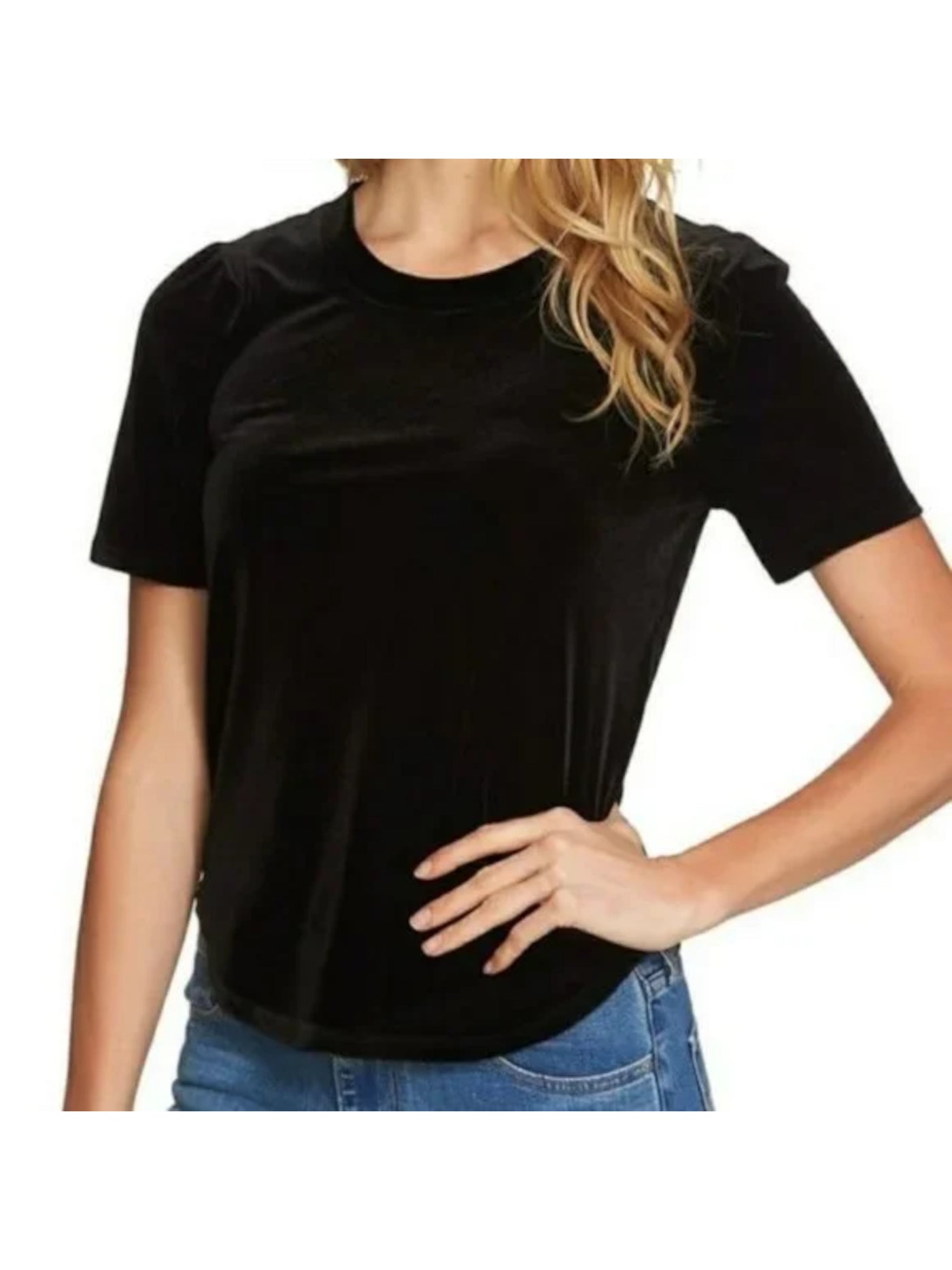 1. STATE Womens Black Short Sleeve Round Neck T-Shirt XXL