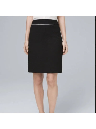 WHITE HOUSE BLACK MARKET Womens Black Textured Zippered Lined Above The Knee Wear To Work Pencil Skirt 0
