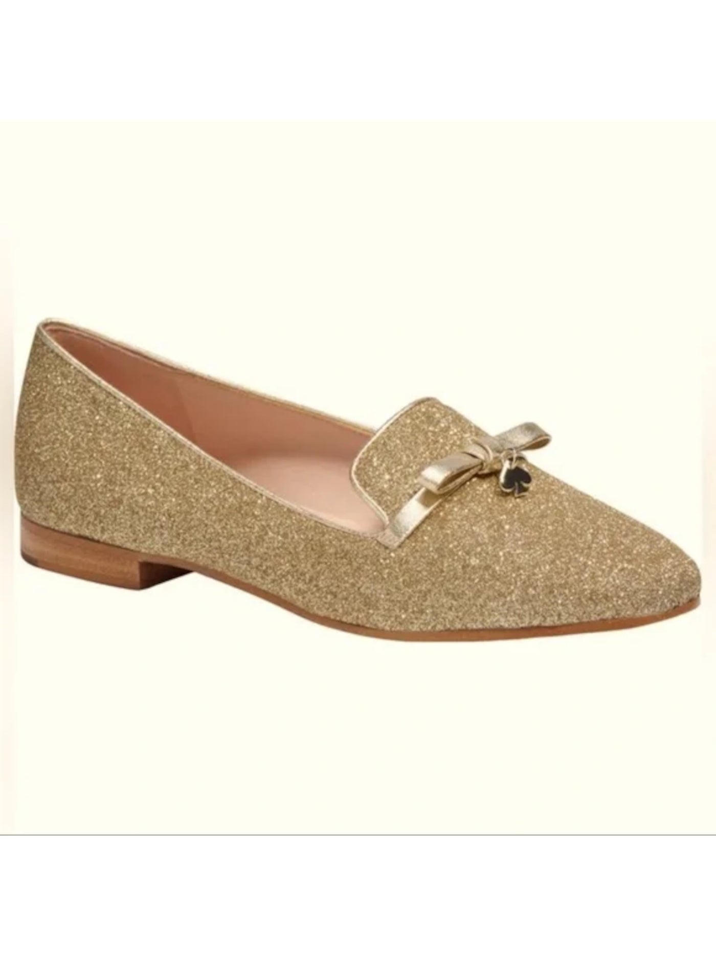 KATE SPADE NEW YORK Womens Gold Glitter Georgia Round Toe Block Heel Slip On Dress Loafers Shoes 11 B