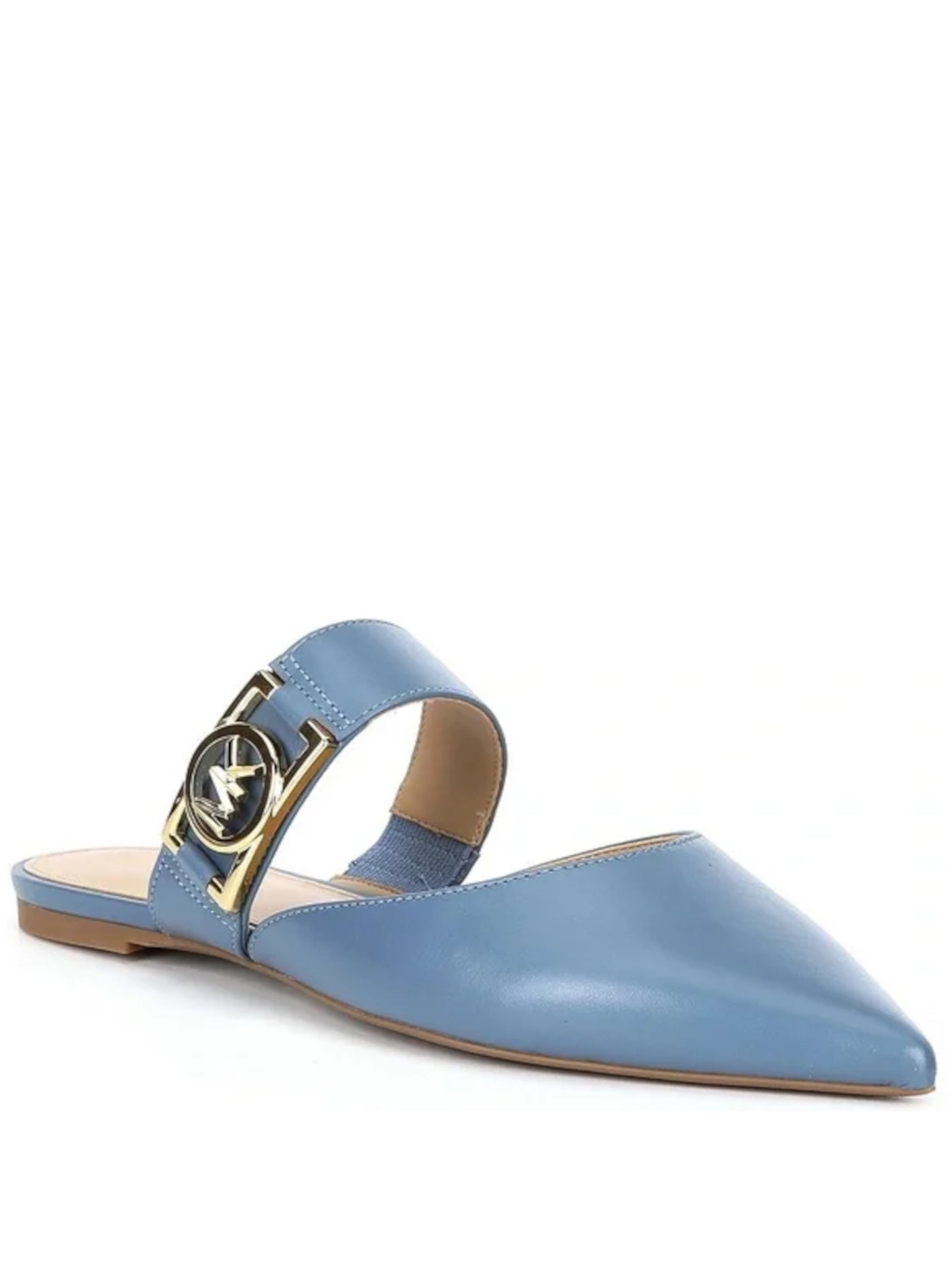MICHAEL KORS Womens Blue Logo Padded Stretch April Pointed Toe Slip On Leather Flats Shoes 5