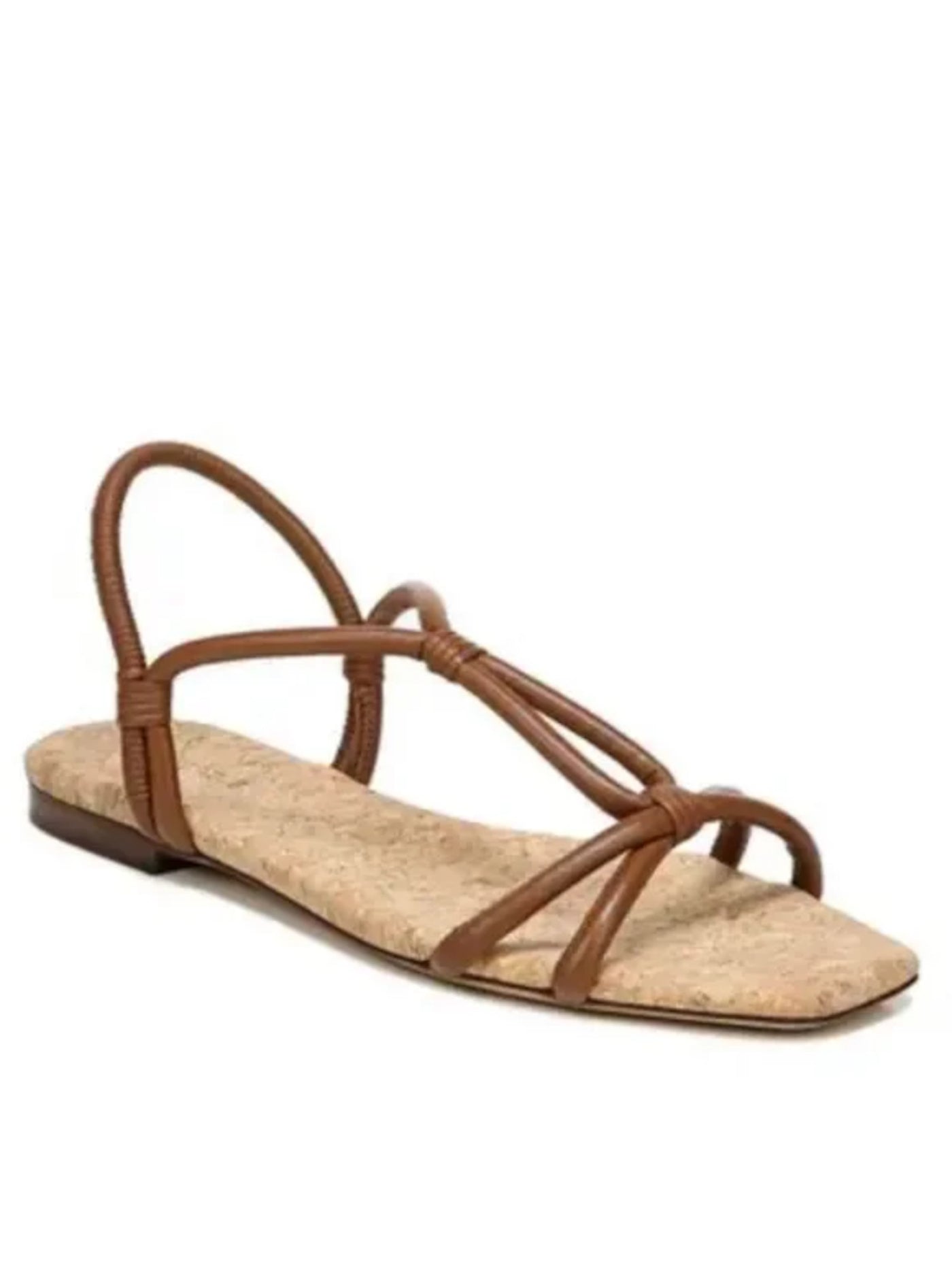 VINCE. Womens Brown Cork Strappy Ankle Strap Hazen Square Toe Slip On Leather Slingback Sandal 5 M