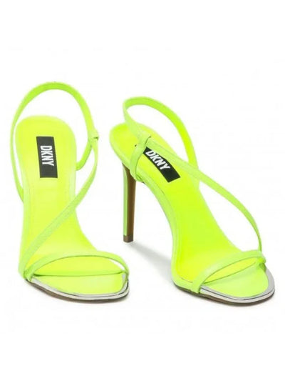 DKNY Womens Green Asymmetrical Danielle Round Toe Stiletto Slip On Dress Slingback Sandal 10 M