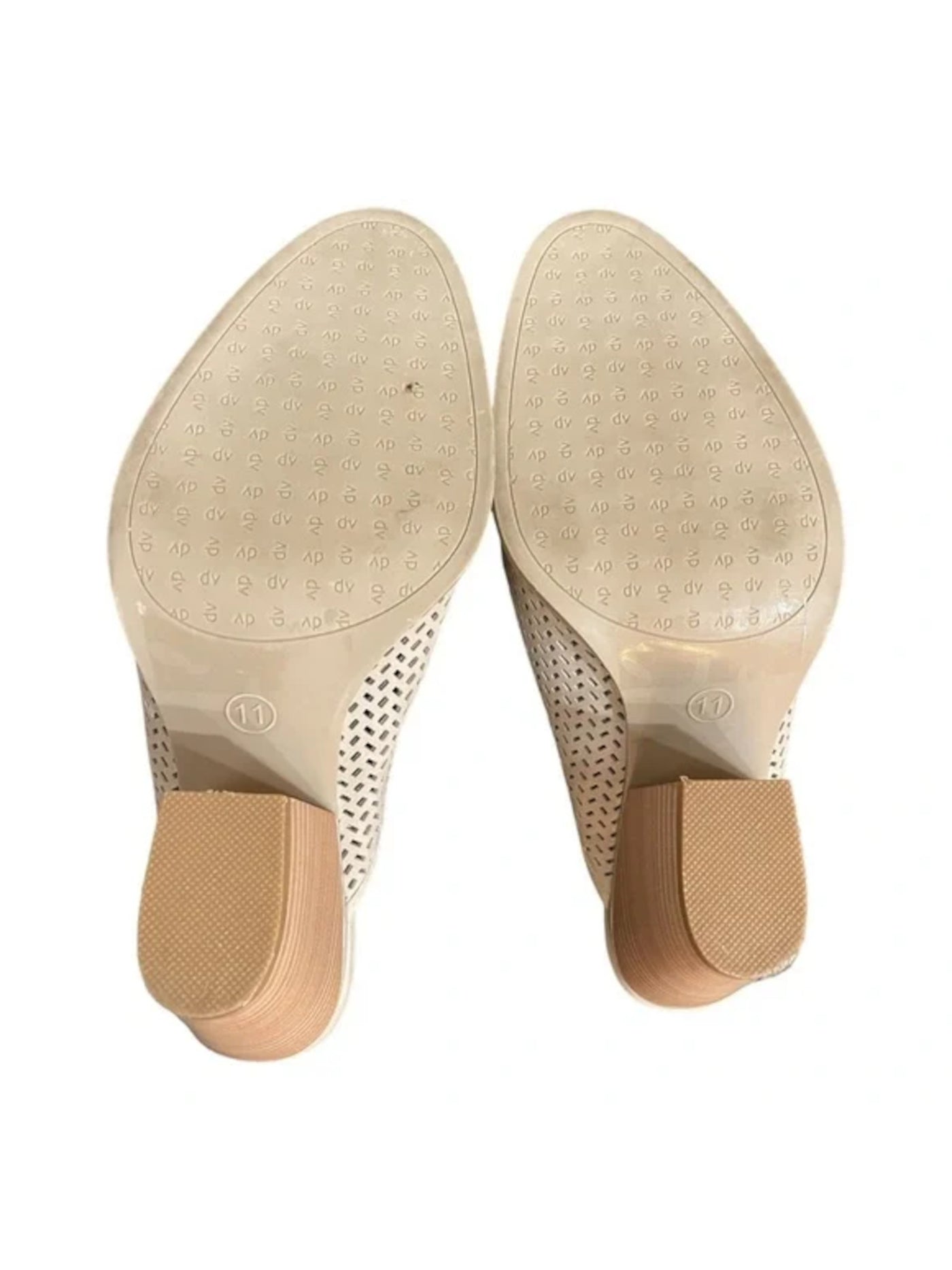 DOLCE VITA Womens Ivory Woven Padded Hudson Almond Toe Block Heel Slip On Leather Heeled Mules Shoes