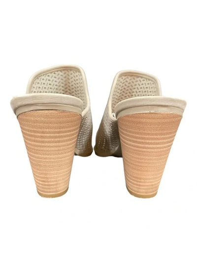 DOLCE VITA Womens Ivory Woven Padded Hudson Almond Toe Block Heel Slip On Leather Heeled Mules Shoes 9
