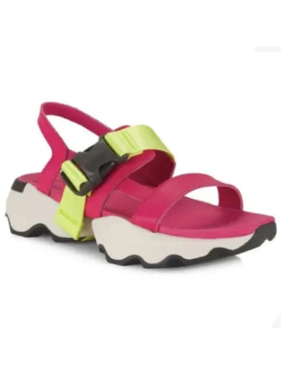 SOREL Womens Pink Mixed Media Adjustable Padded Kinetic™ Open Toe Wedge Buckle Slingback Sandal 8.5