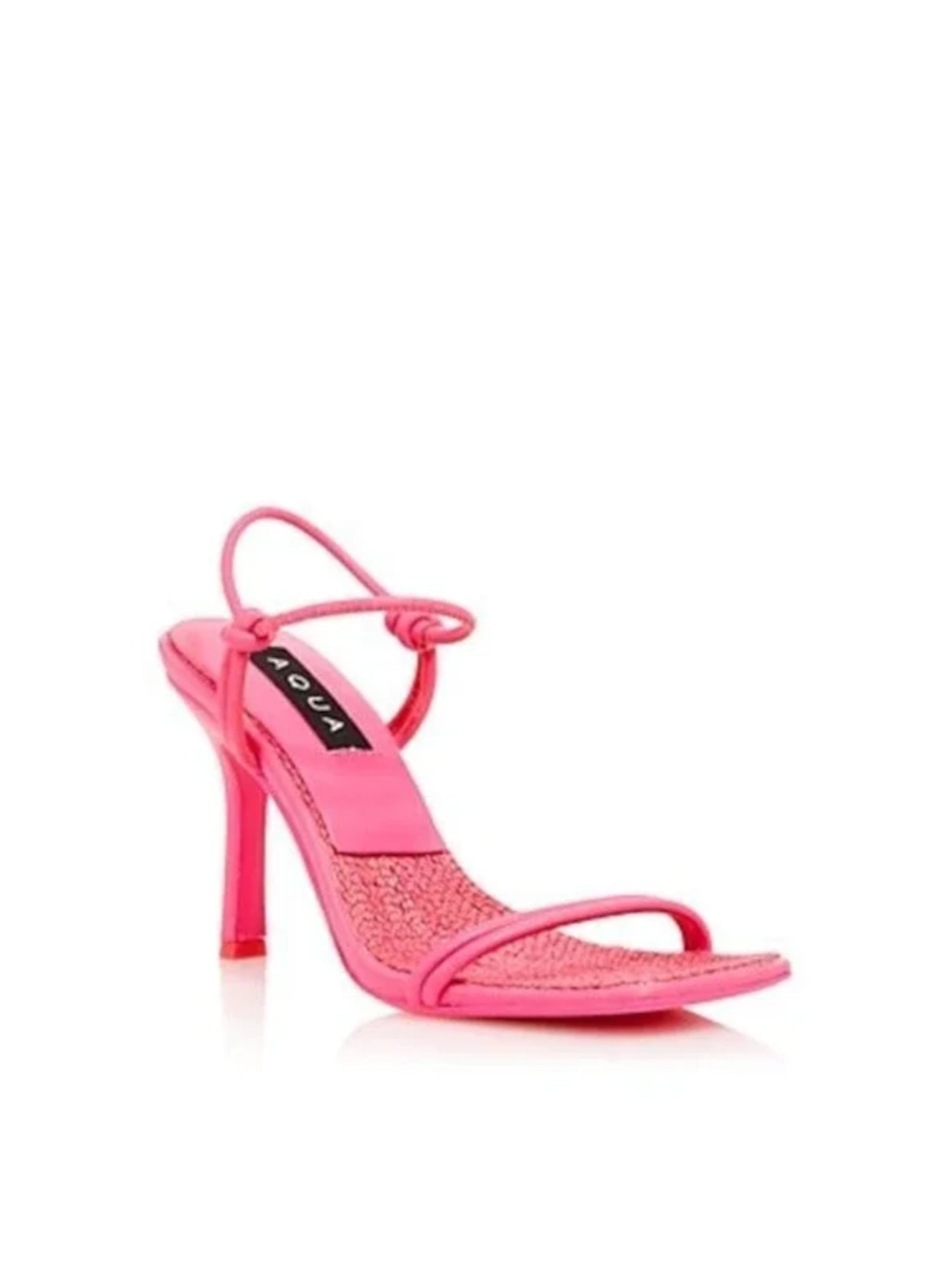 AQUA Womens Pink Padded Strappy Alaya Square Toe Stiletto Slip On Heeled Sandal 6 M