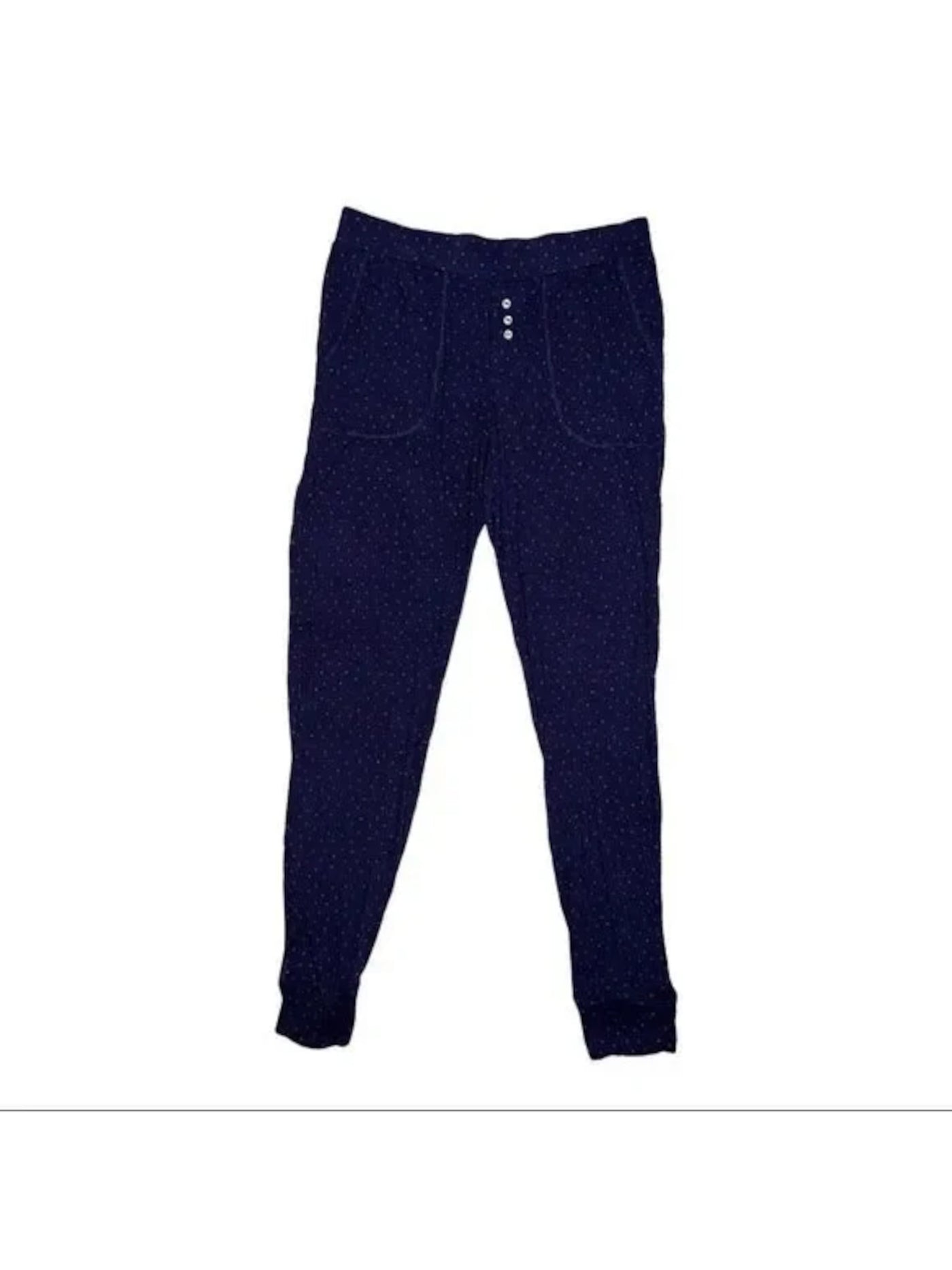 ALFANI Intimates Navy Pocketed Pull On Faux Button Fly Cuffed Sleep Pants XS