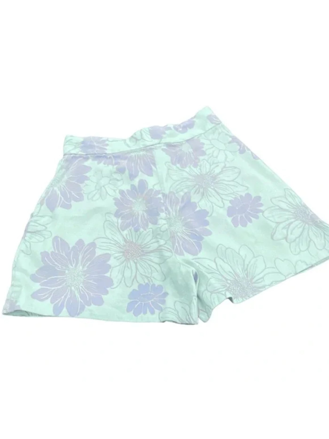 LEYDEN Womens Aqua Zippered Pocketed Wide Leg Floral High Waist Shorts M