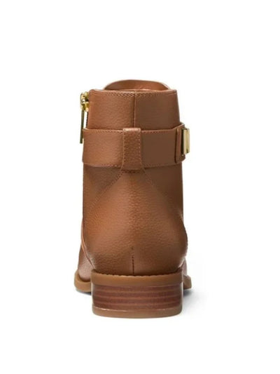 MICHAEL KORS Womens Brown Padded Logo Jilly Almond Toe Block Heel Zip-Up Booties 6 M