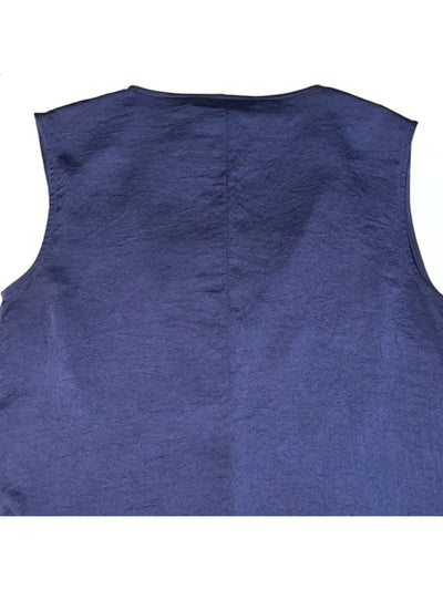 ZARA Womens Navy Pleated Draped Front Curved Hem Sleeveless Cowl Neck Wear To Work Top XS