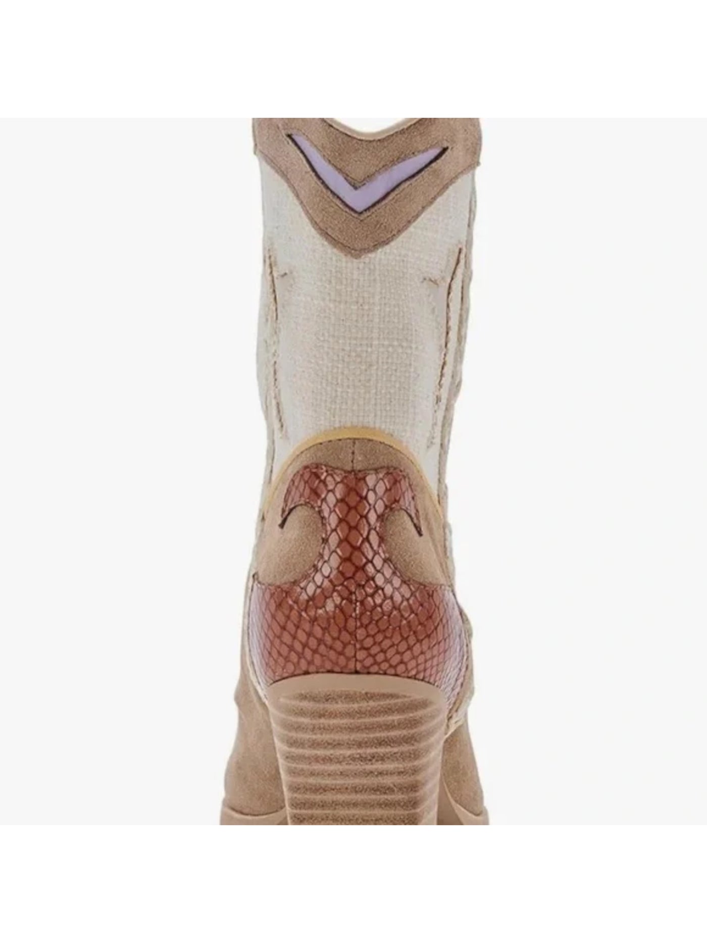 DOLCE VITA Womens Beige Colorblocked Stripe Padded Loral Pointed Toe Stacked Heel Leather Dress Western Boot 11 M