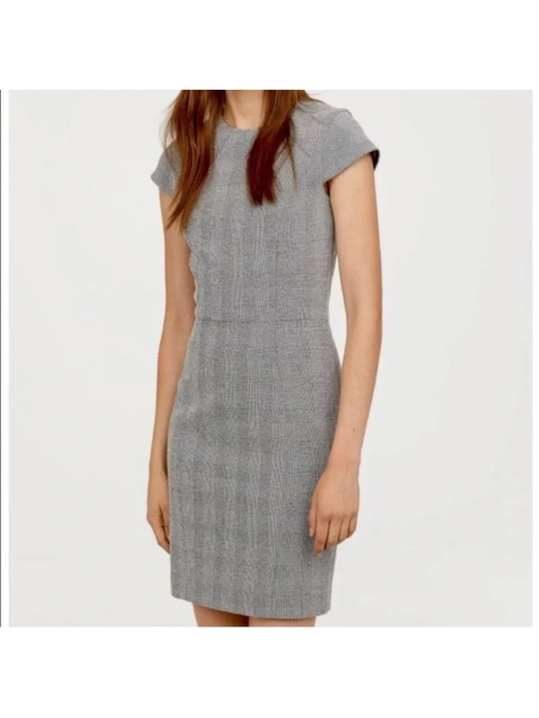 h and m bodycon dress & Womens Black Zippered Lined Back Vent Houndstooth Cap Sleeve Round Neck Above The Knee Wear To Work Sheath 0 Cosplay Costume Cottage Backless Dress and a straight Color:Black as Picture