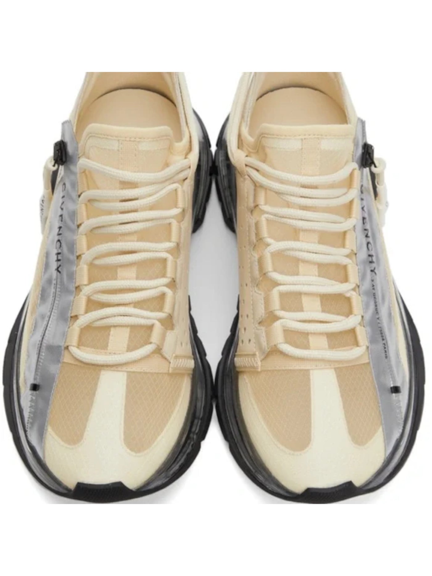 GIVENCHY Womens Beige Mixed Media Breathable Padded Perforated Spectre Round Toe Wedge Zip-Up Athletic Running Shoes 36.5