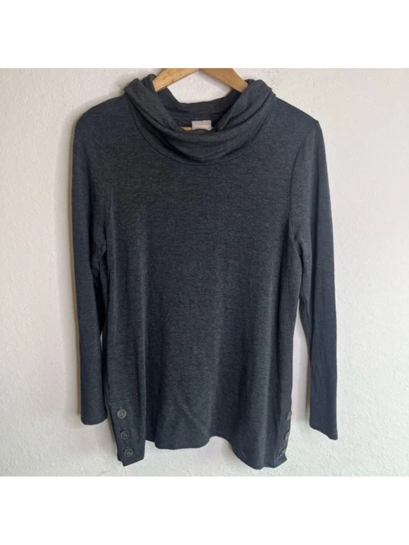 CHICOS Womens Gray Heather Long Sleeve Cowl Neck Tunic Top 2