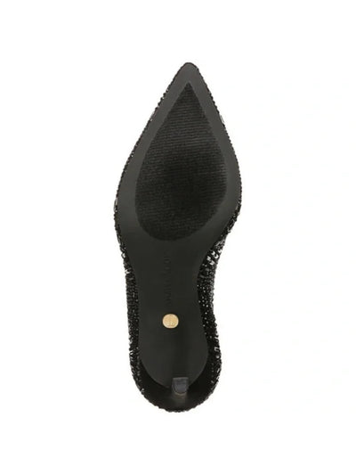THALIA SODI Womens Black Stretch Knit Rhinestone Cushioned Karmen Pointed Toe Stiletto Slip On Dress Booties M