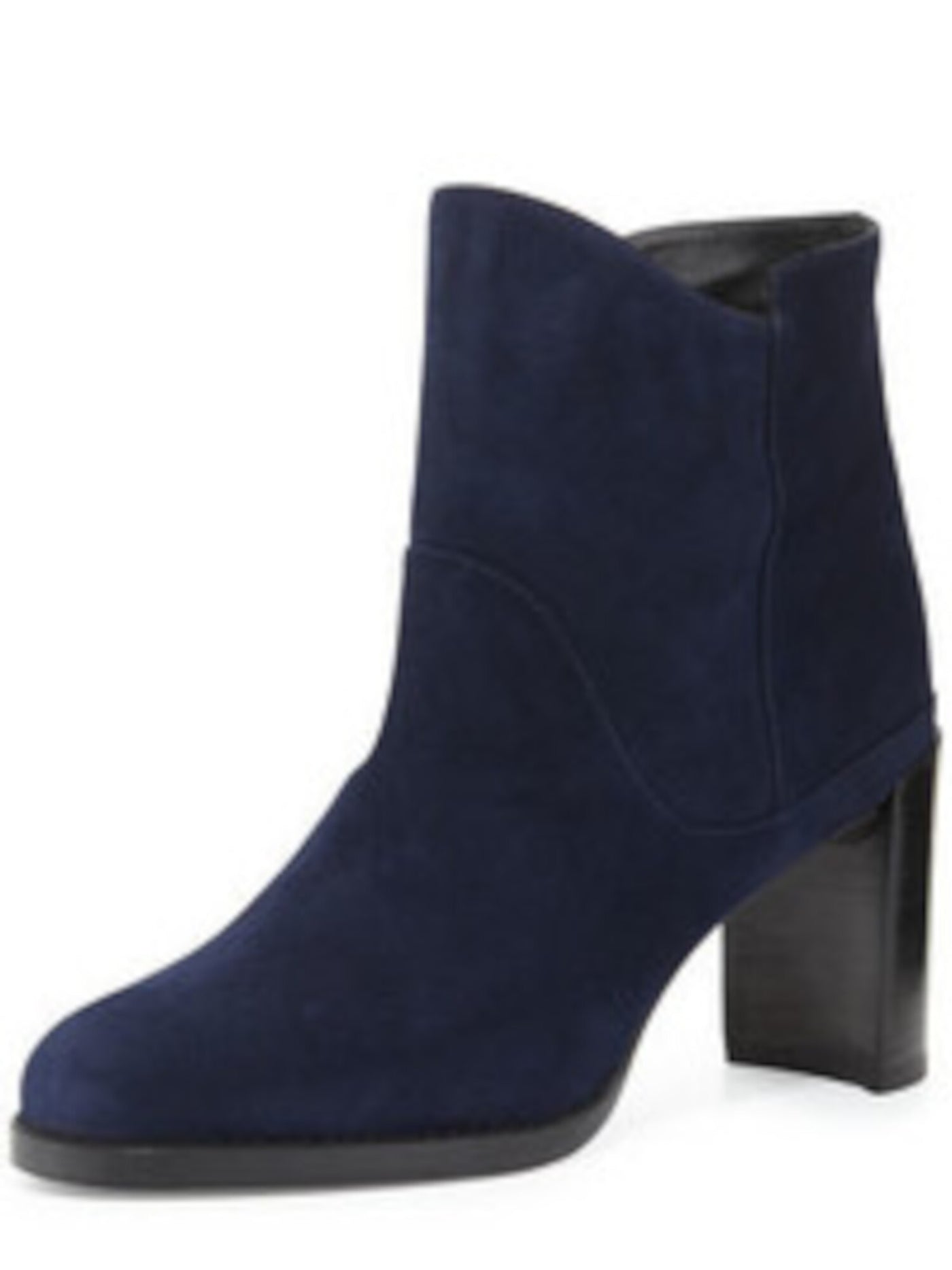 STUART WEITZMAN Womens Navy Tasseled Comfort Mcclean Almond Toe Block Heel Zip-Up Suede Booties 11 M