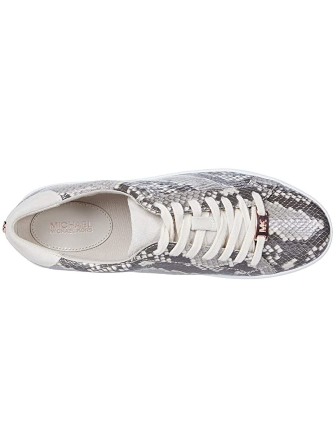MICHAEL KORS Womens Beige Snake Logo Comfort Irving Round Toe Platform Lace-Up Leather Athletic Sneakers Shoes 6.5 M
