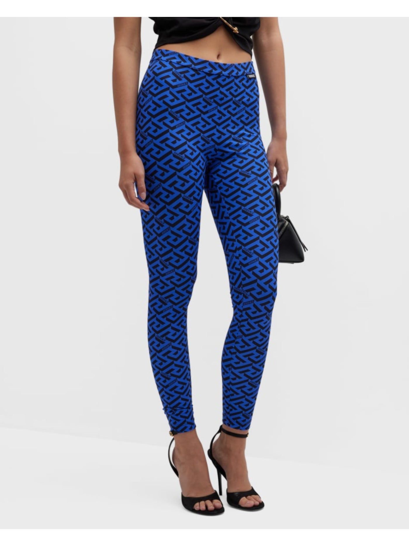 VERSACE Womens Blue High Waist Leggings 36