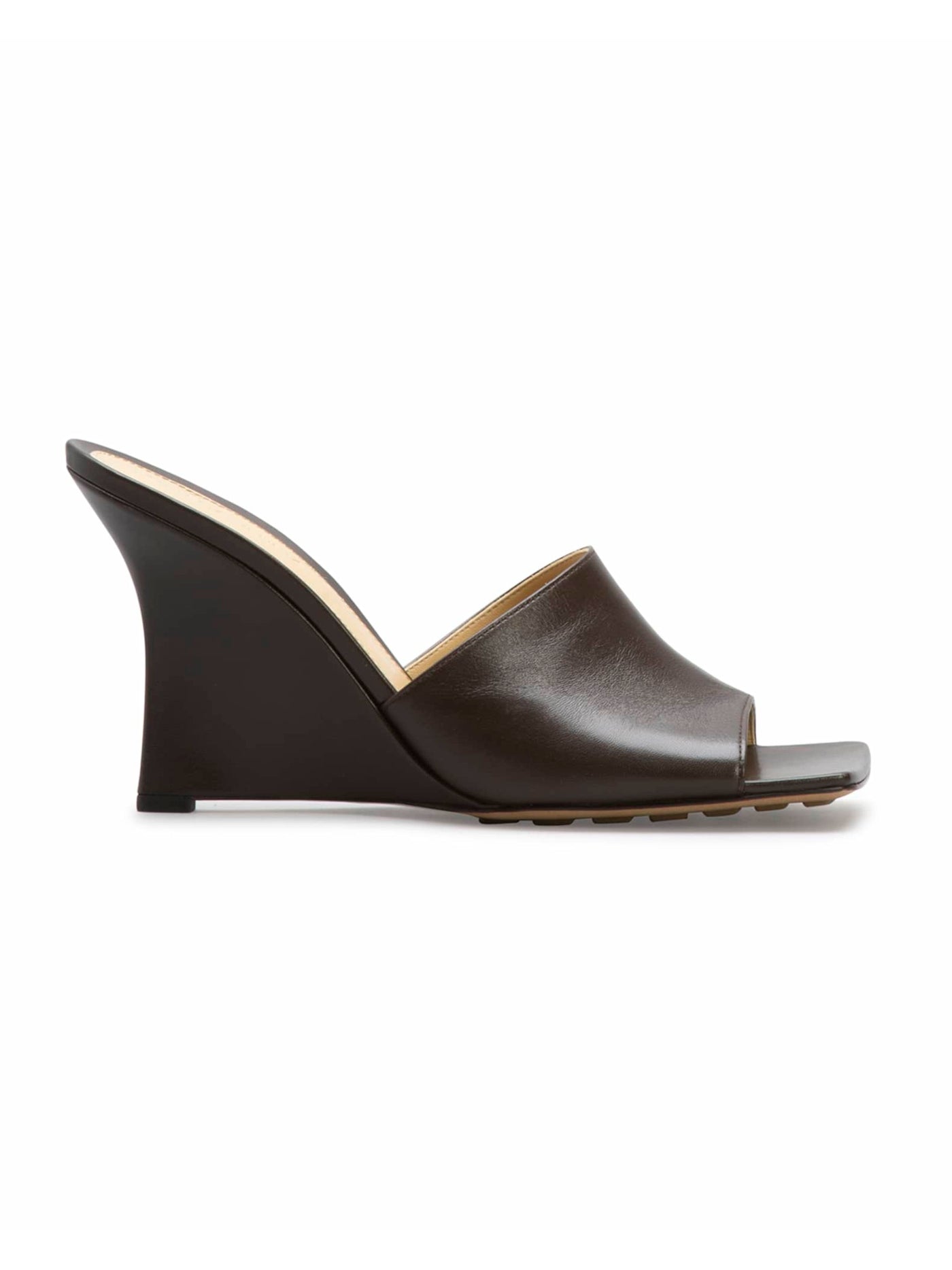 BOTTEGA VENETA Womens Brown Comfort Square Toe Wedge Slip On Leather Dress Heeled Sandal 39.5