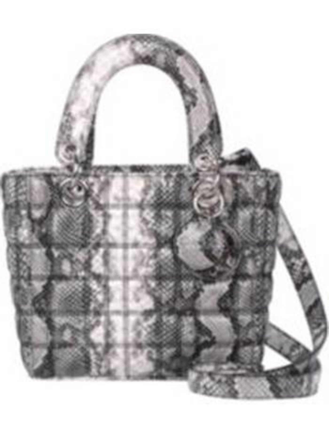 CIRCUS BY SAM EDELMAN Women's Gray Ladylike Mini Snake Print Polyester 45 Removable Shoulder Strap Logo Hardware Double Flat Strap Tote Handbag Purse