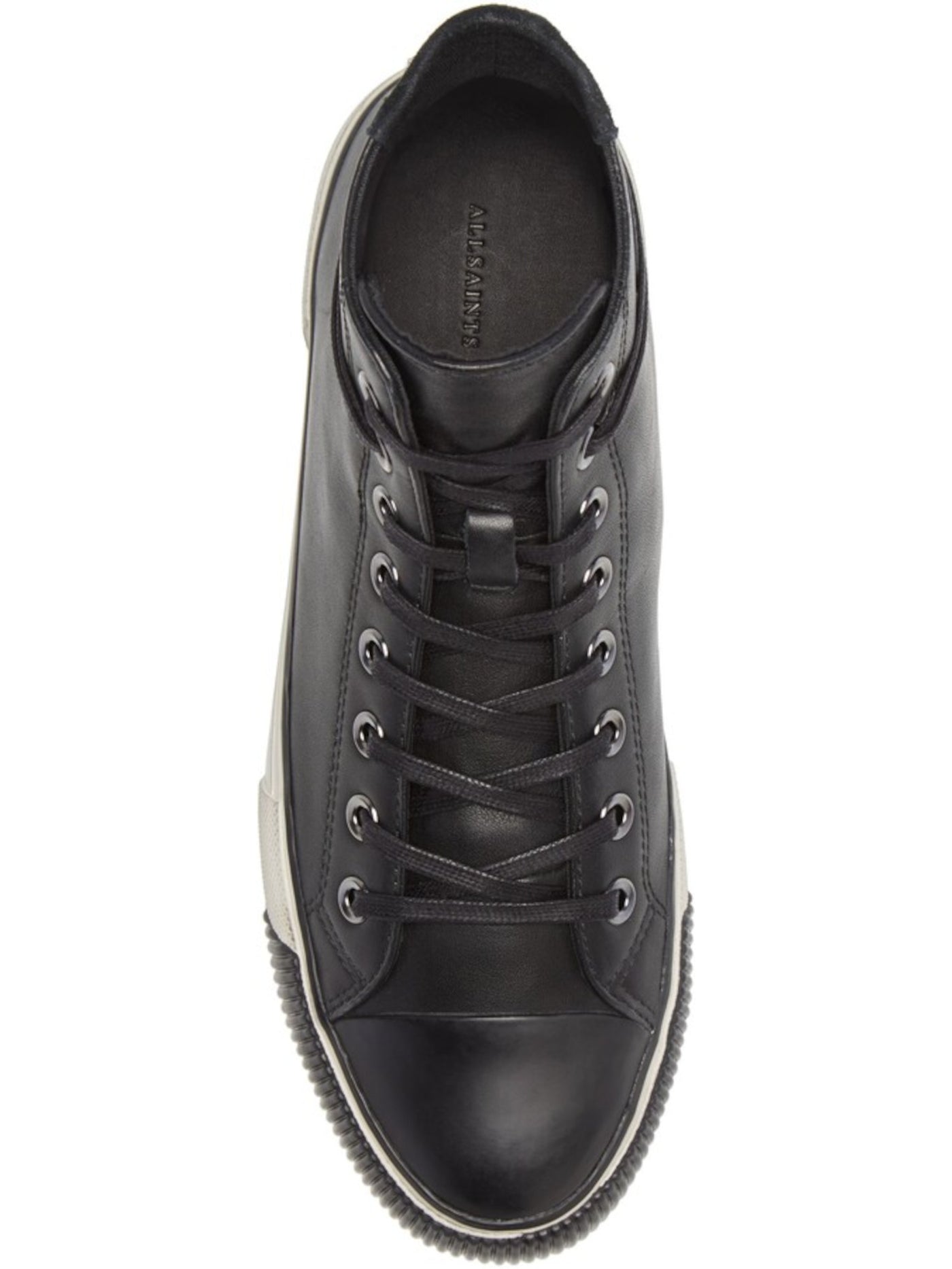 ALLSAINTS Mens Black Osun Round Toe Platform Lace-Up Leather Athletic Sneakers Shoes 44