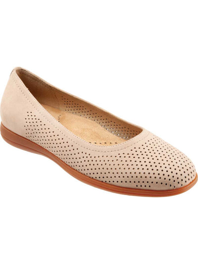 TROTTERS Womens Beige Removable Footbed Perforated Cushioned Darcey Round Toe Slip On Leather Ballet Flats 5