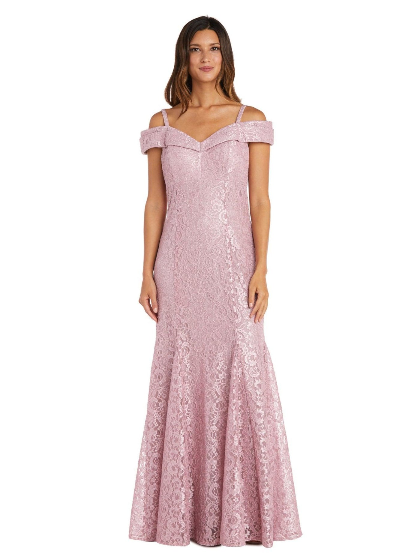 R&M RICHARDS Womens Pink Cold Shoulder Zippered Padded Bust Godet Insets Lined Cap Sleeve Sweetheart Neckline Full-Length Evening Gown Dress Petites 4P