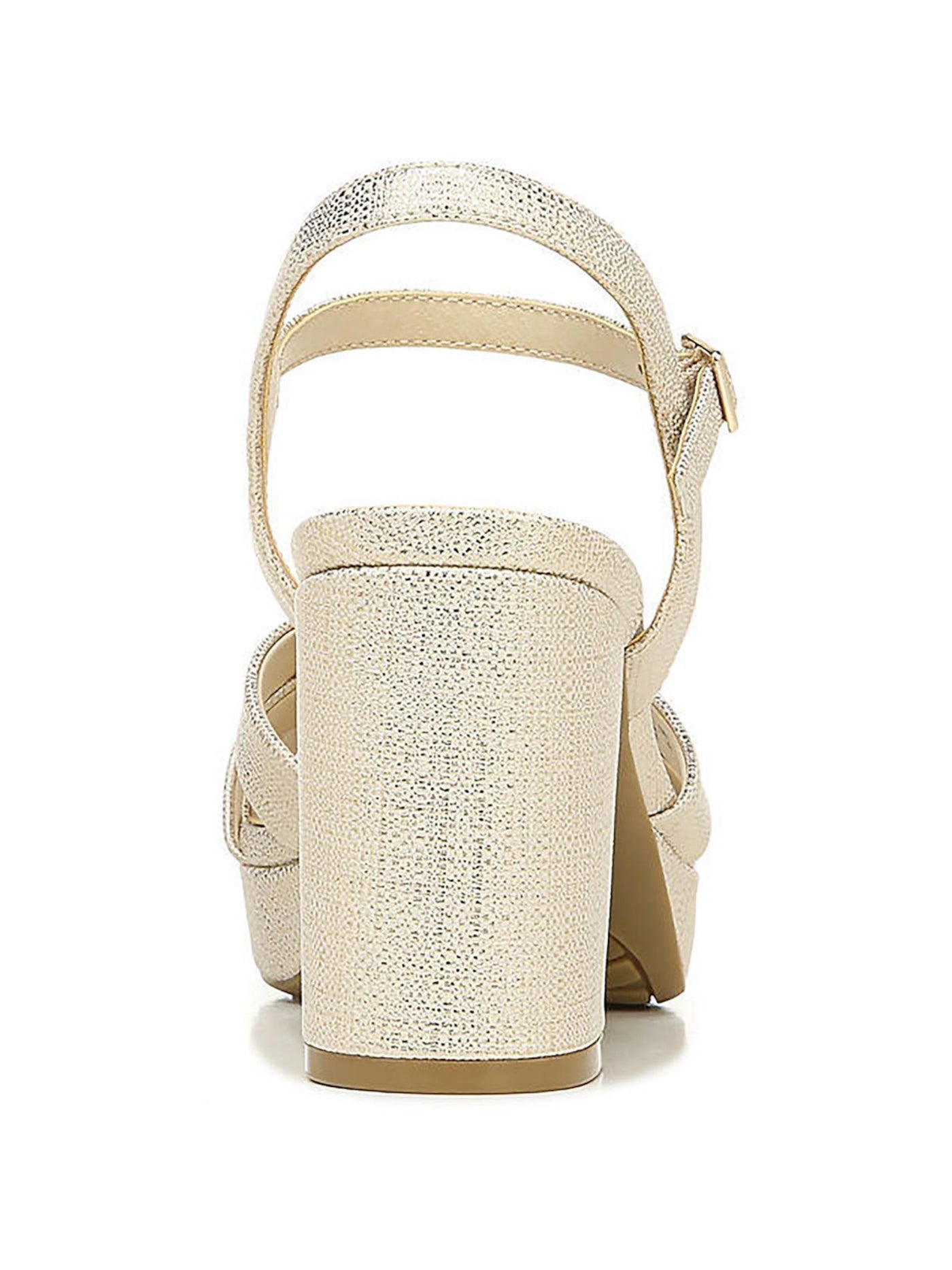 LIFE STRIDE Womens Beige Patterned Knot Detail Cushioned 1" Platform Metallic Adjustable Ankle Strap Lucky Open Toe Block Heel Buckle Dress Sandals Shoes 9.5 M