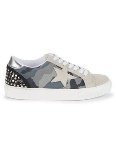 STEVEN NEW YORK Womens Beige Camouflage Star Studded Cushioned Pact Round Toe Platform Lace-Up Leather Athletic Sneakers Shoes 6 M