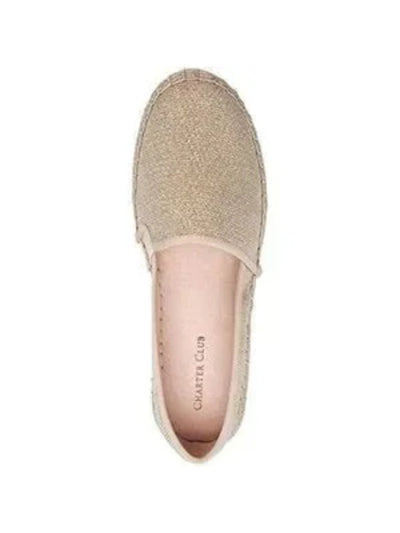 CHARTER CLUB Womens Platino Gold Patterned Metallic Padded Joeey Round Toe Slip On Espadrille Shoes M