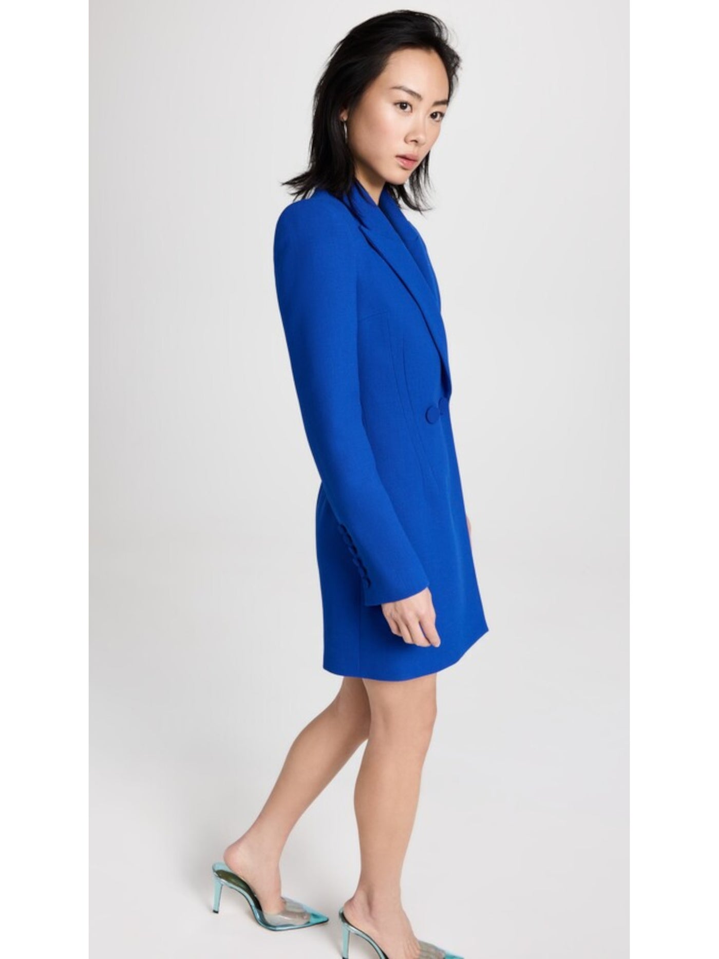 SERGIO HUDSON Womens Blue Pocketed Lined Double Button Blazer Style Long Sleeve Collared Short Party Sheath Dress 10