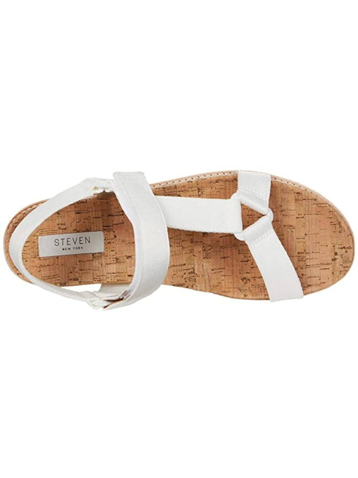 STEVEN NEW YORK Womens White Cork-Like Foot Bed Adjustable Strap Strappy Belmar Round Toe Platform Sandals Shoes 9.5 M