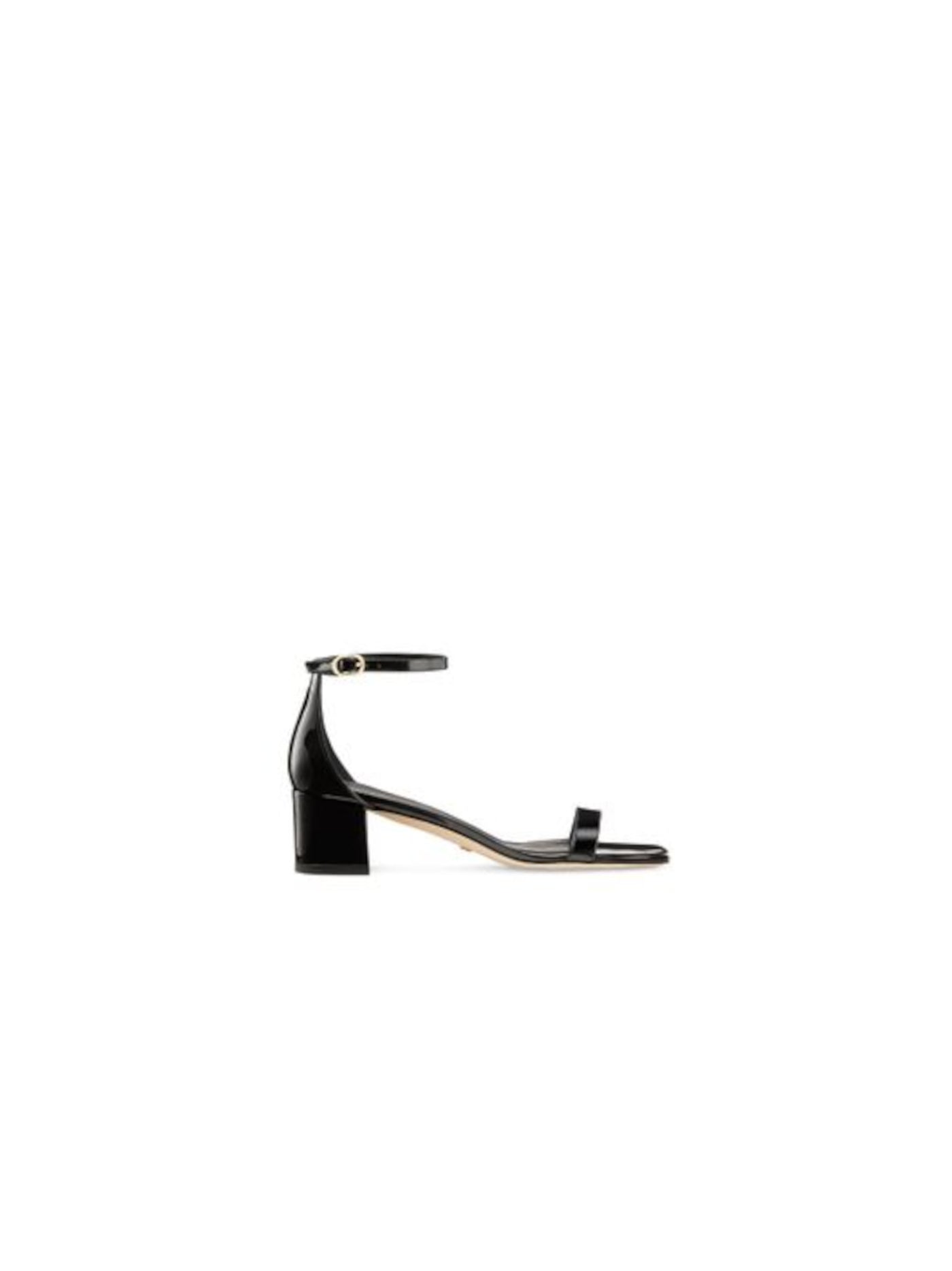 STUART WEITZMAN Womens Black Ankle Strap Padded Simple Round Toe Block Heel Buckle Heeled Sandal 10 B