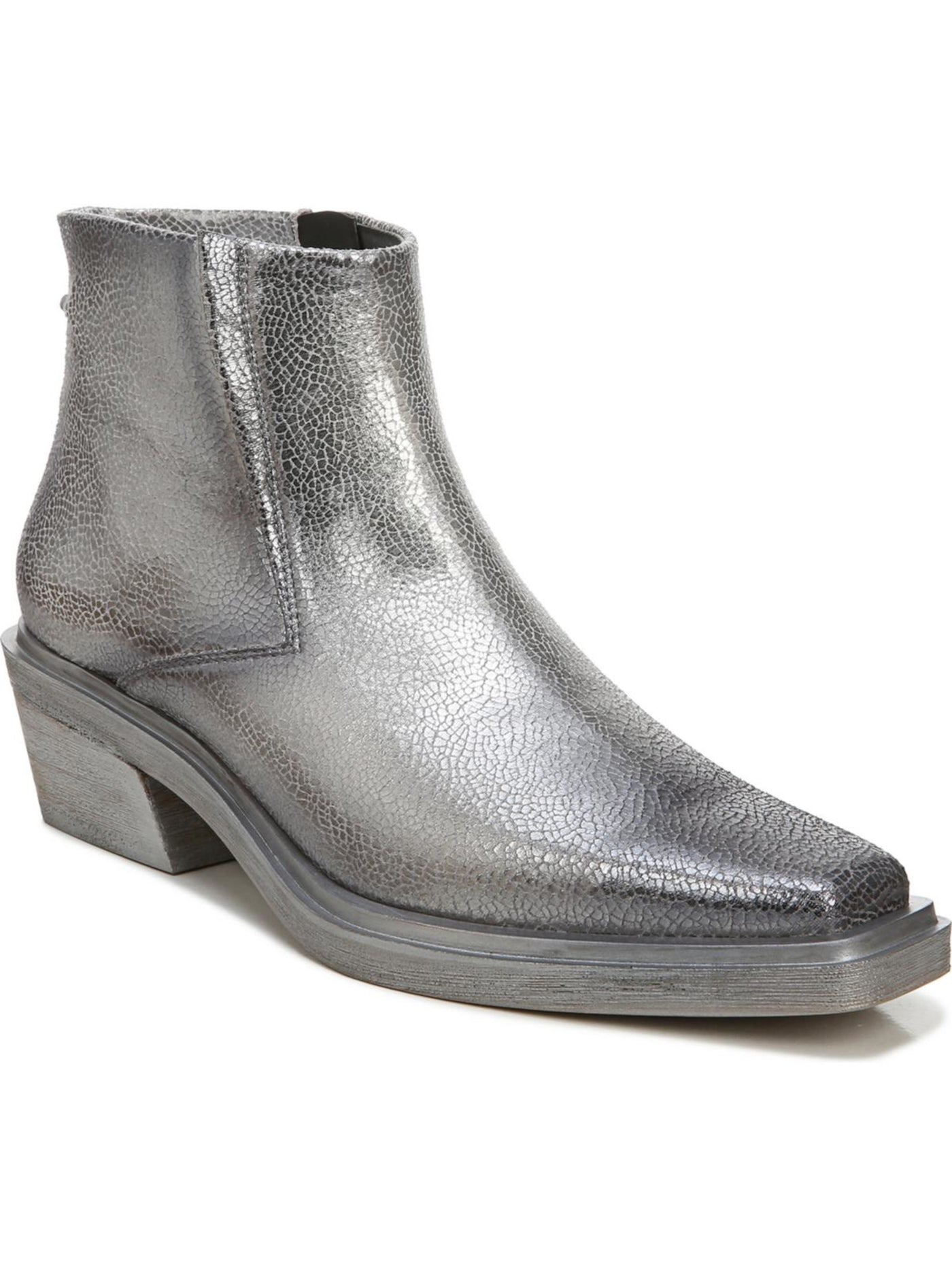 FRANCO SARTO Womens Silver Comfort Forta Pointed Toe Block Heel Zip-Up Booties 7.5 M