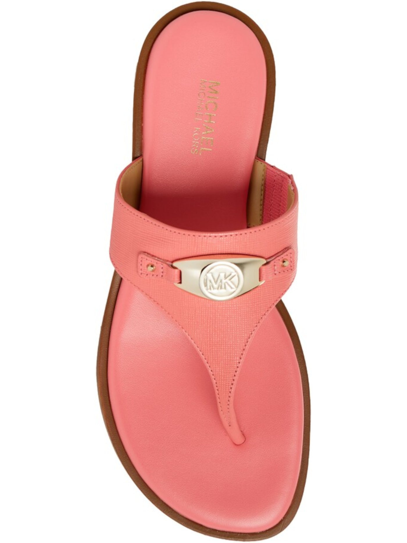 MICHAEL KORS Womens Pink Logo Tilly Round Toe Slip On Leather Thong Sandals Shoes 8 M