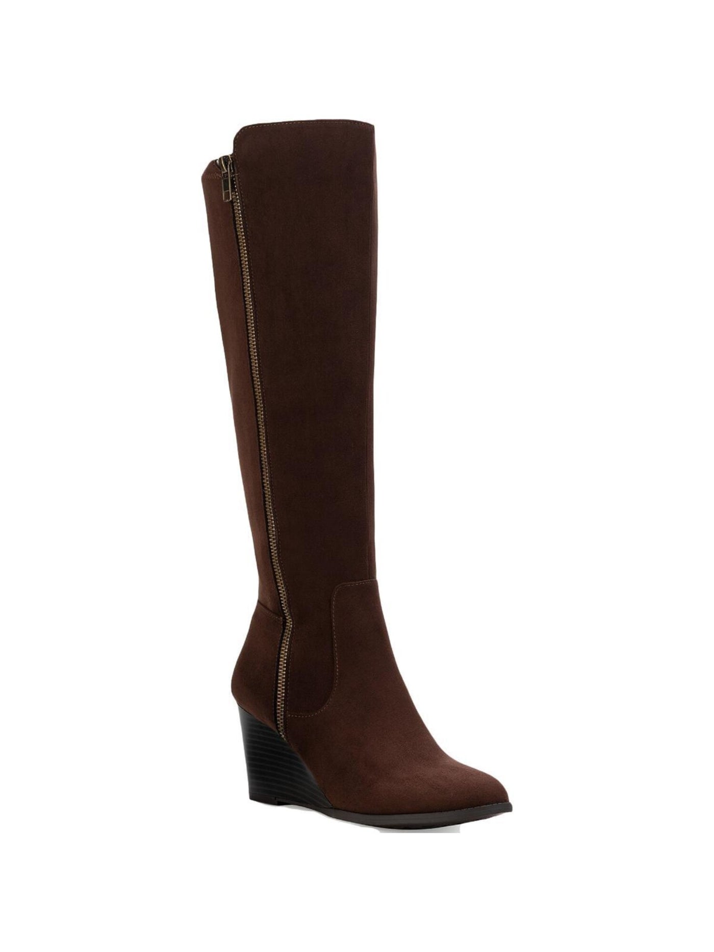 STYLE & COMPANY Womens Brown Dual Zip Round Toe Wedge Zip-Up Dress Boots 7.5