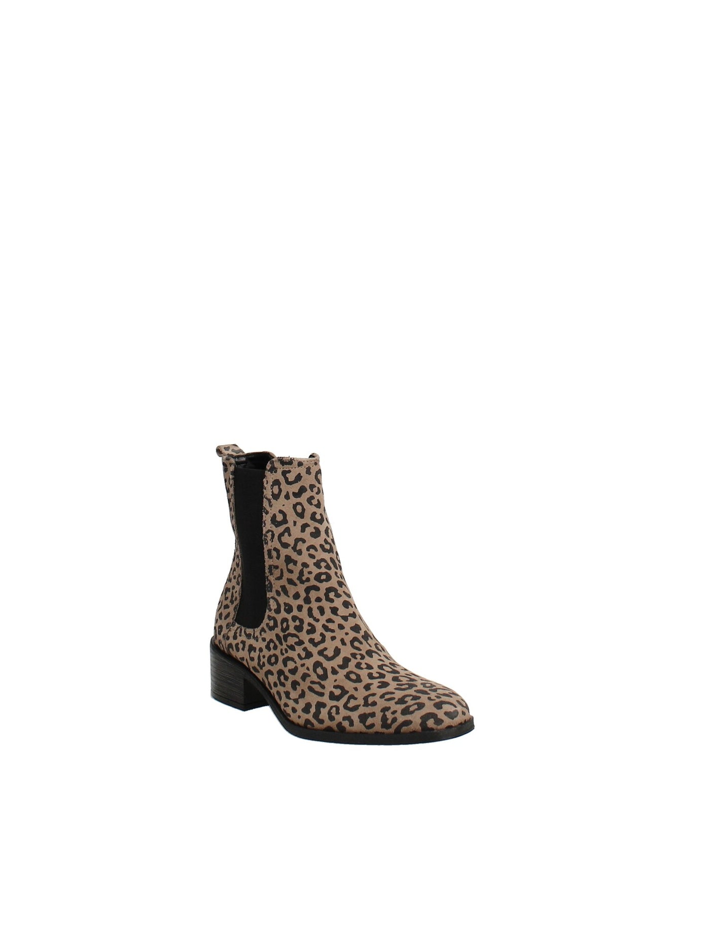 REACTION KENNETH COLE Womens Beige Leopard Print Chelsea Boot Cushioned Salt Chelsea Round Toe Block Heel Leather Booties 8