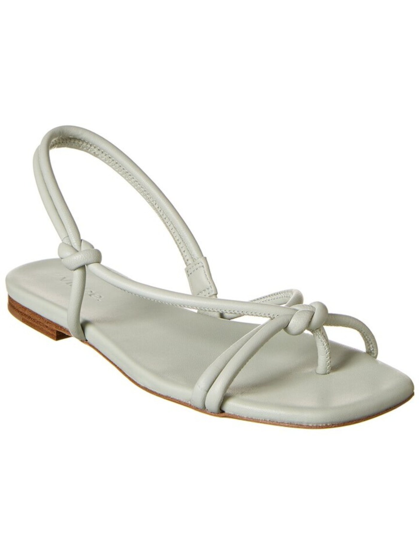 VINCE. Womens White Knotted Straps Cushioned Ankle Strap Doyle Square Toe Block Heel Slip On Leather Sandals Shoes 11 M