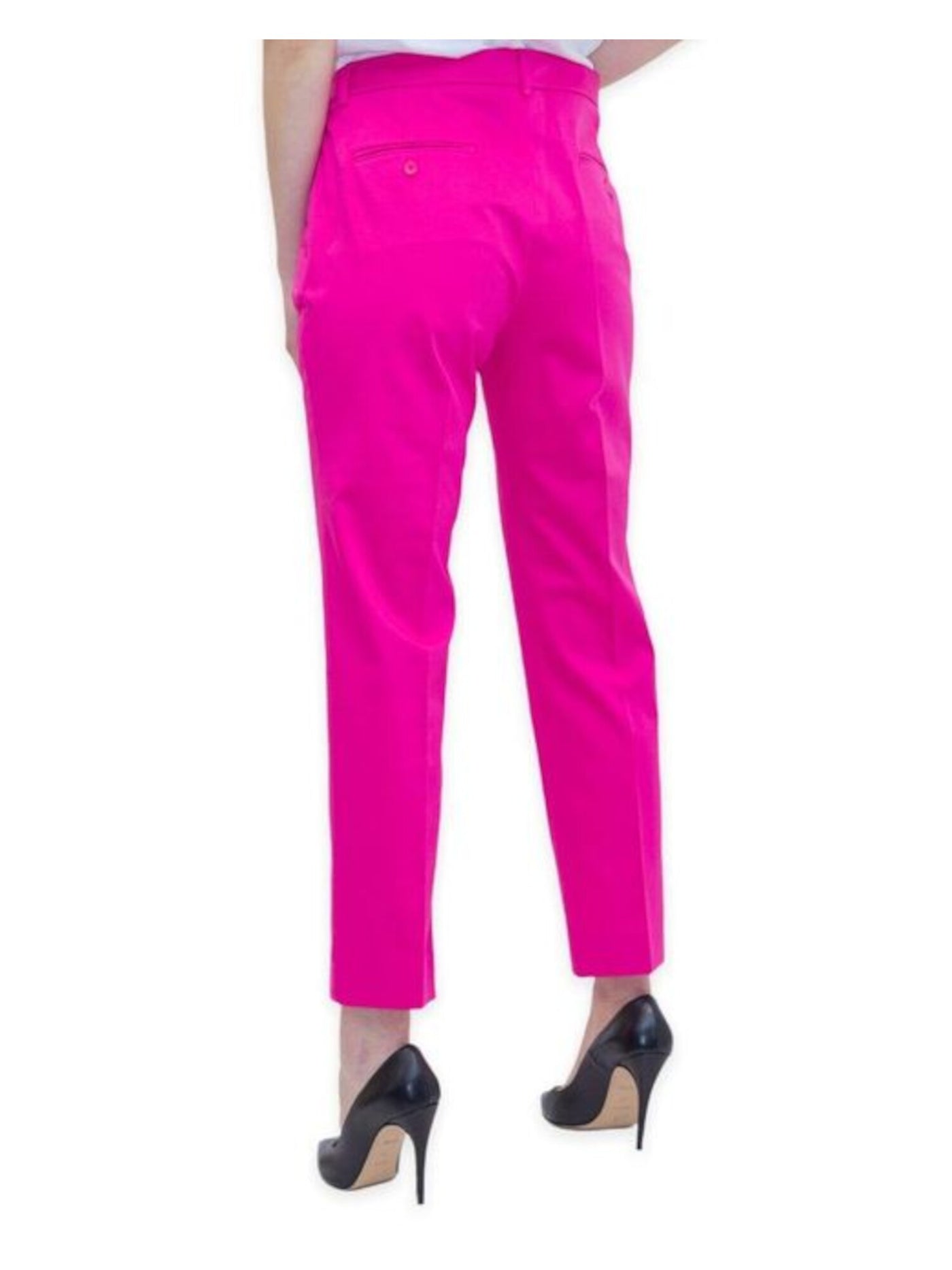 MAXMARA Womens Pink Pocketed Zippered Hook And Bar Closure Tapered High Waist Pants 8