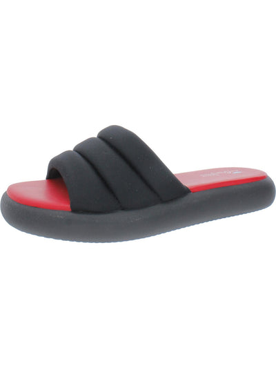 AQUA COLLEGE Womens Black Snake Water Resistant Quilted Simona Round Toe Platform Slip On Slide Sandals Shoes 9 M