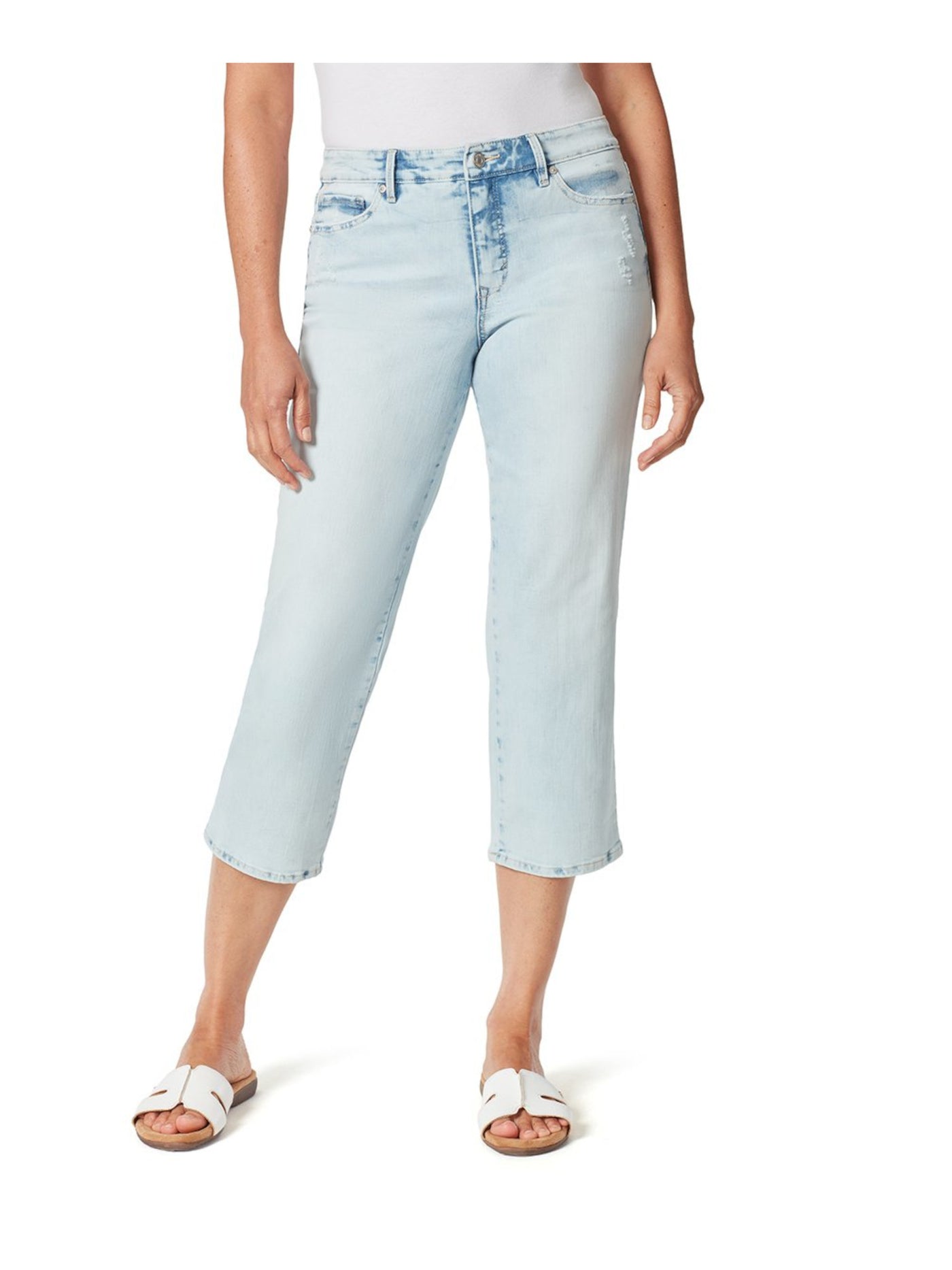 GLORIA VANDERBILT Womens Blue Stretch Zippered Pocketed Slim Cropped Straight leg Jeans 6